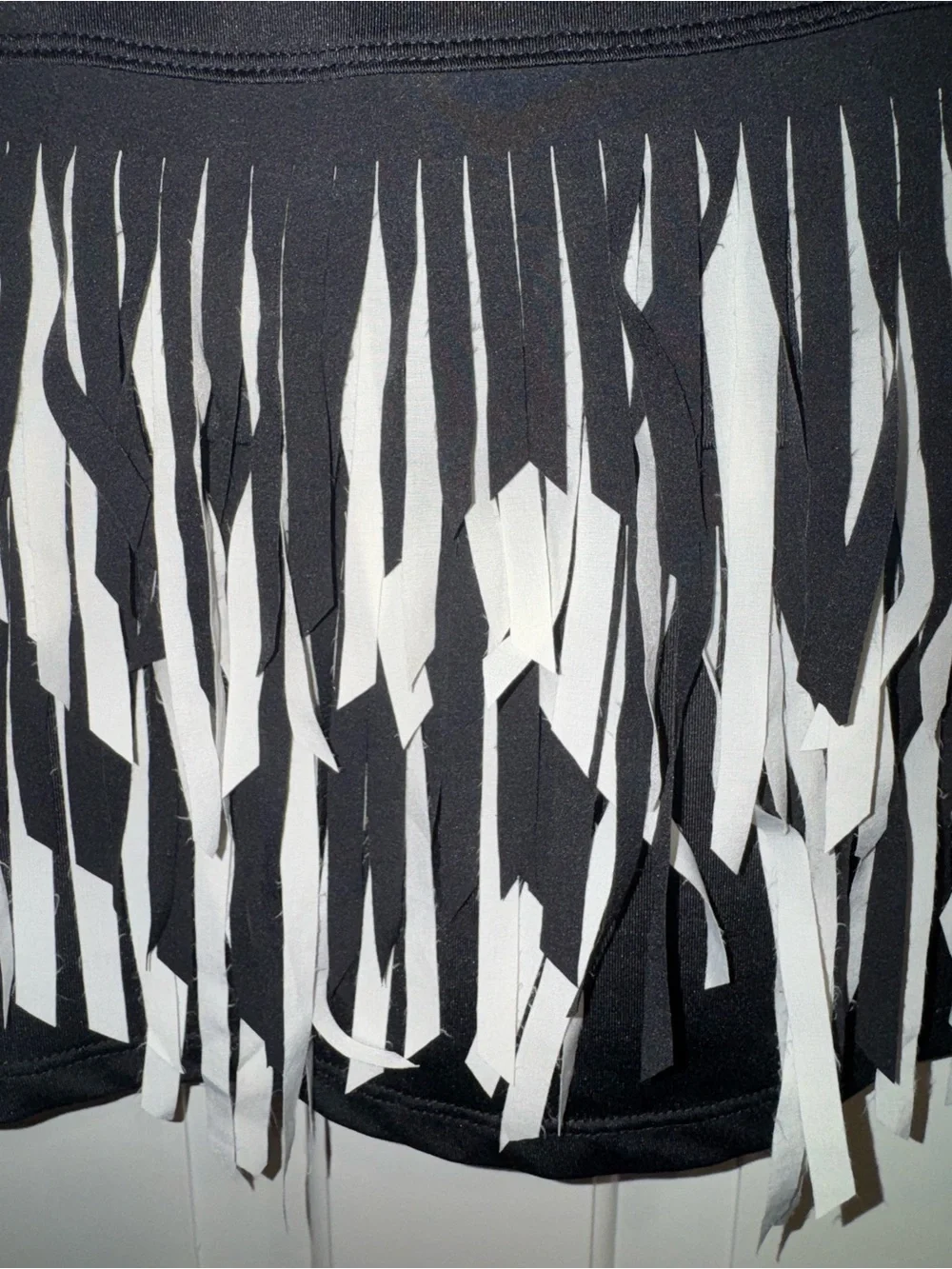 Lucky in Love Black Athletic Mini Skirt with White Fringe - Picture 2 of 5
